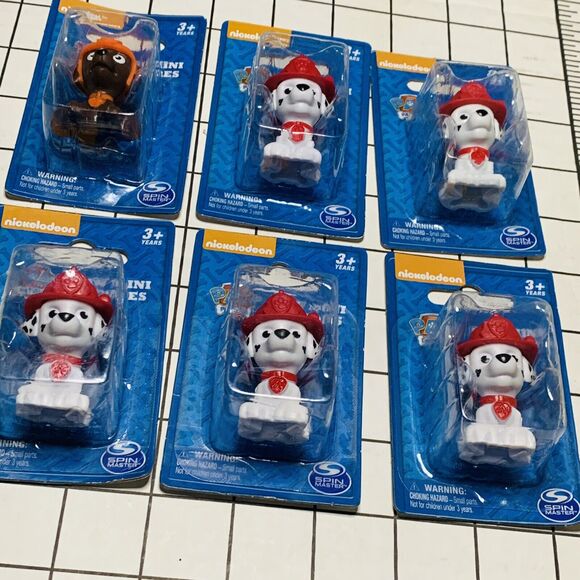 Lot of 6 Nickelodeon Paw Patrol Mini Figures Zuma Orange Hat Marshall Fire Dog - Picture 10 of 12